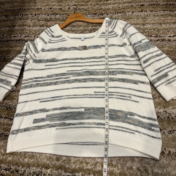 NWT J Jill Sweater XL Beach Relaxed Fit White Green Tan - Picture 9 of 12